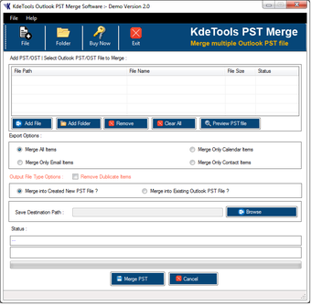 Image 0 for KDETools PST Merge Softwa…