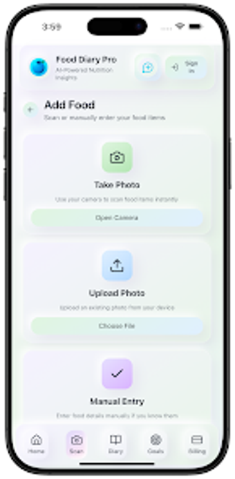 Bild 0 für Food Diary Pro AI Powered