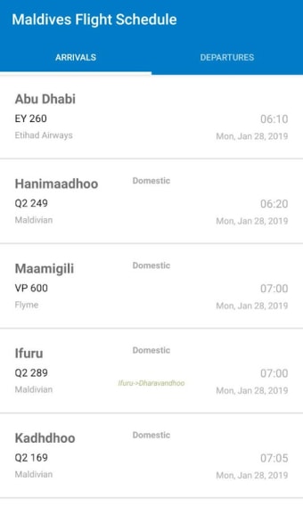 Maldives Flight Schedule