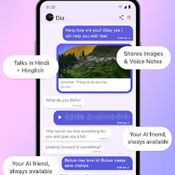 Imagen 0 para Dia: Live AI Dost Chat Ca…