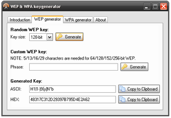 Image 1 for WEP and WPA Key Generator