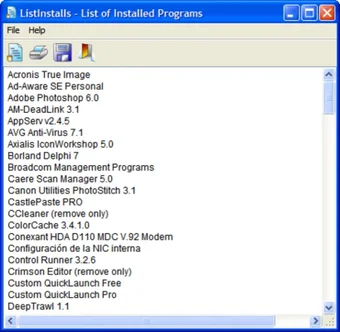 List Installs