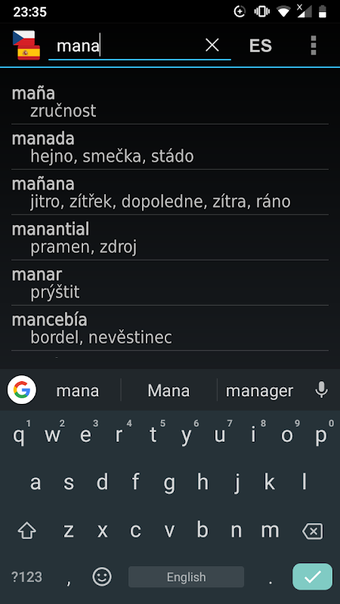 Czech - Spanish offline dict.