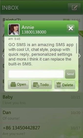 Image 0 pour GO SMS Pro simple green t…