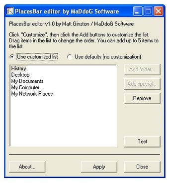 Immagine 0 per PlacesBar Editor