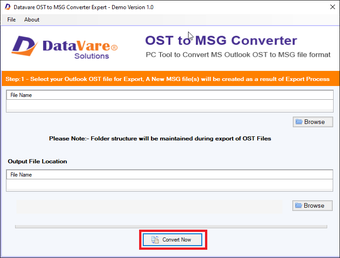 Image 0 for DataVare OST to MSG Conve…
