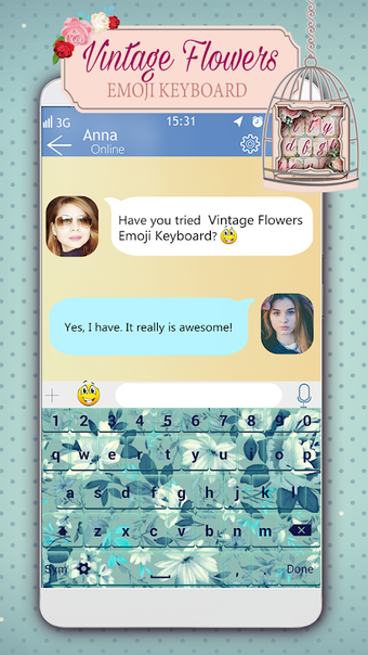 Vintage Flowers Emoji Keyboard