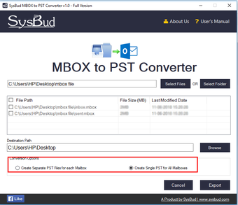 SysBud MBOX to PST Converter