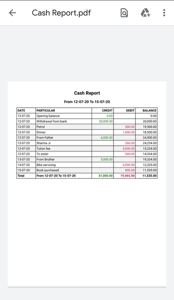 Simple Cash Book