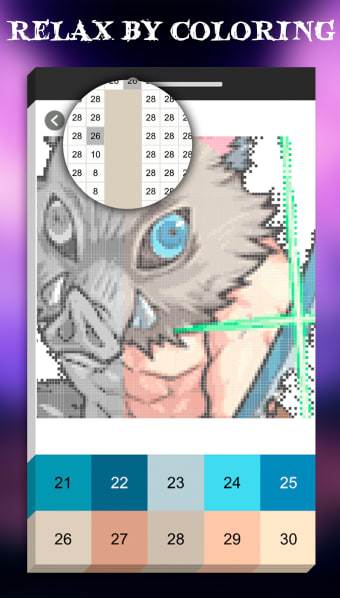 Demon Slayer Kny Color By Number: Pixel Art