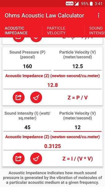 Ohms Acoustic Law Calculator