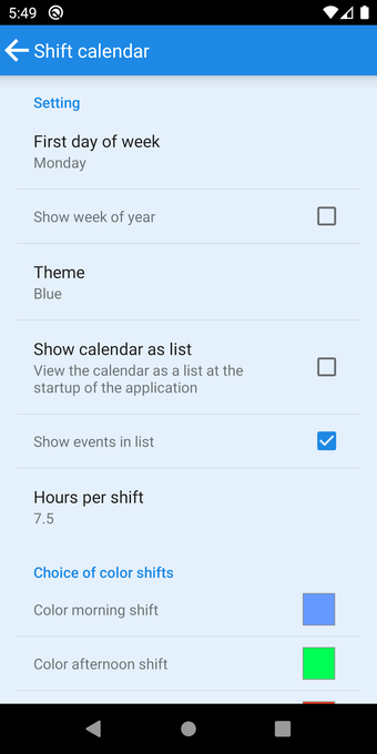 Shift calendar