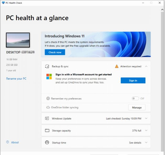 Image 1 for Windows PC Health Check